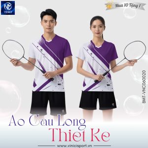 Áo Cầu Lông Nam Tím Trắng VNC06-21 – Cá Tính & Năng Động