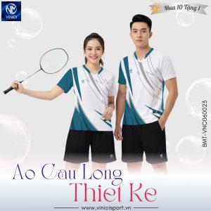 Áo Cầu Lông Nam Nữ Trắng Xanh ViniciSport BMT-VNC06-24