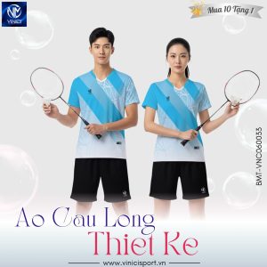 Áo Cầu Lông Thiết Kế VINICI BMT-VNC06033 Xanh Trắng