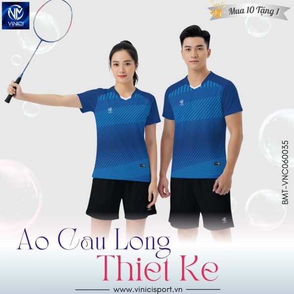 Áo Cầu Lông Thiết Kế BMT-VNC06-35 Xanh Dương Đậm Năng Động