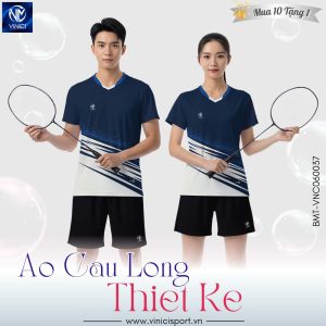 Áo Cầu Lông VINICI Xanh Navy Trắng – Thiết Kế Năng Động, Unisex