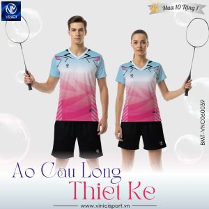 Áo cầu lông BMT-VNC06-39 phối xanh da trời trắng hồng đậm