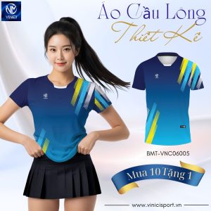 Áo cầu lông xanh dương BMT-VNC06005 thiết kế thể thao nổi bật