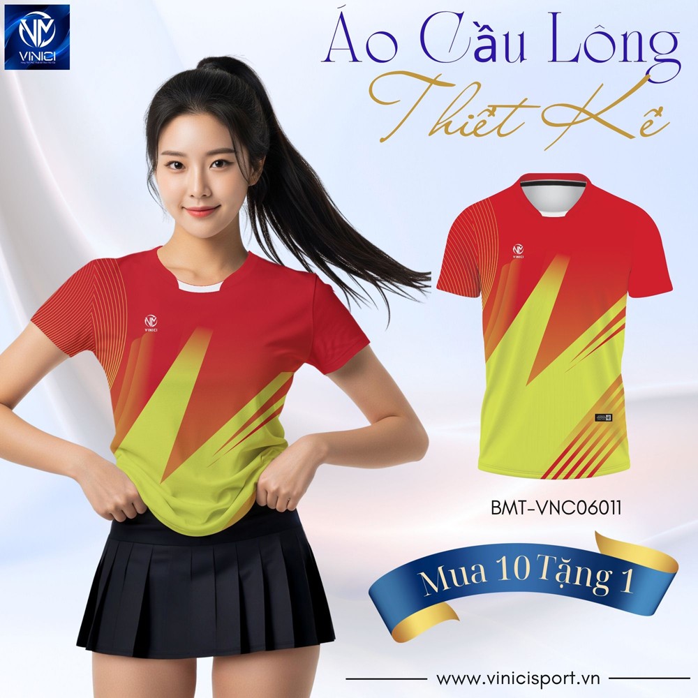 Áo cầu lông thiết kế đỏ BMT-VNC06 từ Vinici Sport
