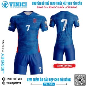 Áo đấu thể thao nam màu xanh rằn ri EURO2020