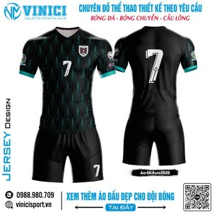 Áo đấu thể thao màu đen họa tiết xanh cyan - SK Euro 2020