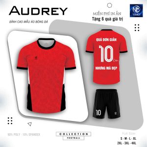 Áo bóng đá Audrey phối đỏ đen trắng – Thiết kế thể thao đẳng cấp