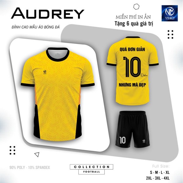 Áo Bóng Đá Không Logo Thiết Kế Audrey Màu Vàng Năng Động