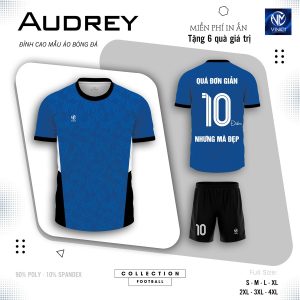 Áo Bóng Đá Không Logo Thiết Kế Audrey Xanh Dương - Đen Trắng