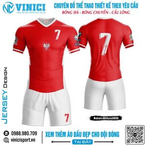 Bộ Áo Đấu Màu Đỏ - Trắng Tuyển Ba Lan Euro 2020 | Vinici Sport