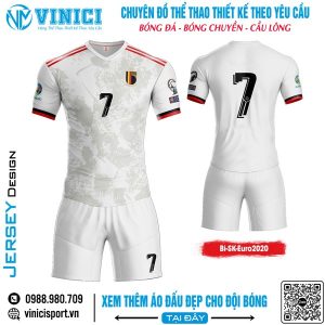 Bộ Quần Áo Bóng Đá Trắng Đỏ Đen – Bi SK Euro 2020
