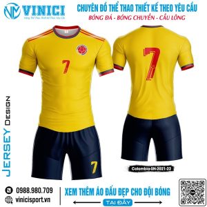 Áo Đấu Bóng Đá VINICI Colombia-SN-2021-22 Màu Vàng Năng Động