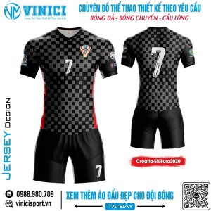 Áo đấu Croatia SK Euro 2020 màu đen phối caro xám