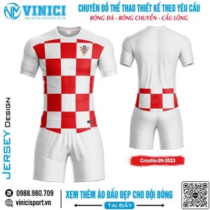 Bộ Quần Áo Thể Thao Croatia SN 2023 – Trắng Đỏ Cá Tính
