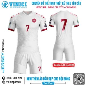 Áo Đấu Bóng Đá Trắng Burgundy - Vinici Sport Euro 2020