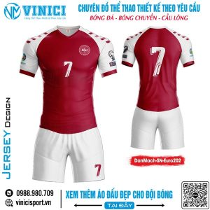 Áo đấu bóng đá Đan Mạch sân nhà Euro 2024 - Đỏ đô & Trắng