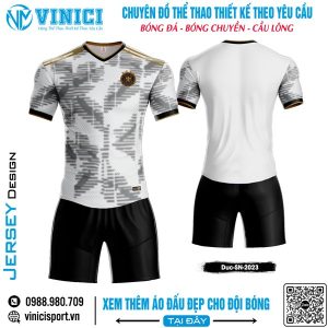 Áo Đấu Tuyển Đức 2023 Màu Trắng Hoạ Tiết Xám Viền Vàng