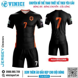 Áo đấu bóng đá Hà Lan đen cam - Thiết kế Euro 2020 bodyfit
