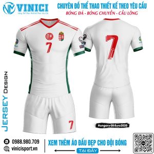 Bộ Áo Đấu Thể Thao Hungary SK Euro 2020 - Trắng Tinh Khôi Chuẩn Phong Cách Châu Âu