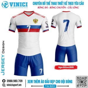 Bộ Quần Áo Thể Thao Nga Euro 2020 - Trắng Xanh Đỏ