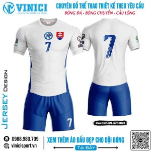 Áo Đấu Slovakia Euro 2020 Trắng Xanh - Vinici Chính Hãng