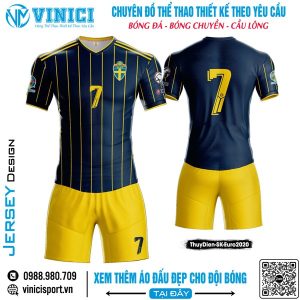 Áo đấu thể thao Thụy Điển Xanh Navy Vàng - Phong cách Euro 2020