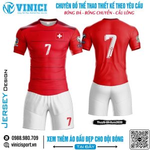Áo Đấu Tuyển Thụy Sĩ Euro 2020 Màu Đỏ - Thiết Kế Body-Fit Co Giãn & Thấm Hút Tối Ưu