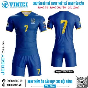 Áo Bóng Đá Xanh Dương Đậm Ukraine SK Euro 2020 - Thiết Kế Năng Động, Vải Mát Thoáng