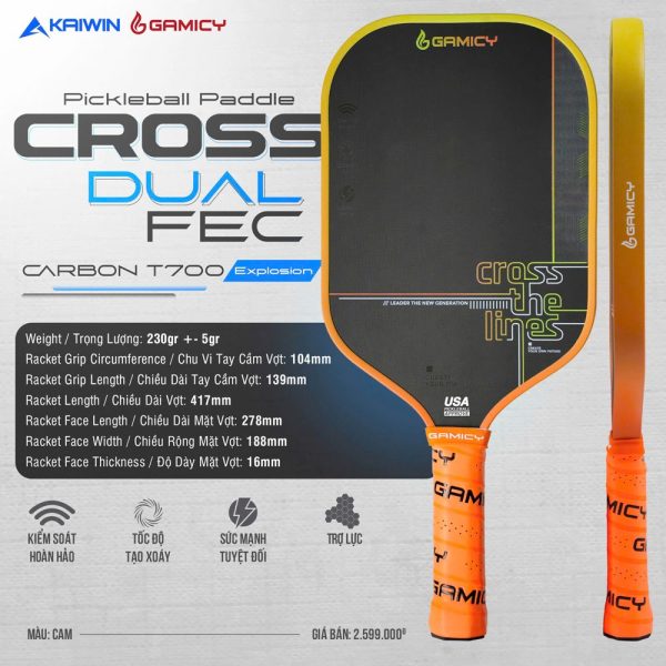 Vợt Pickleball Cross Dual FEC - Tím Xanh Biển Sang Trọng - Ảnh 2