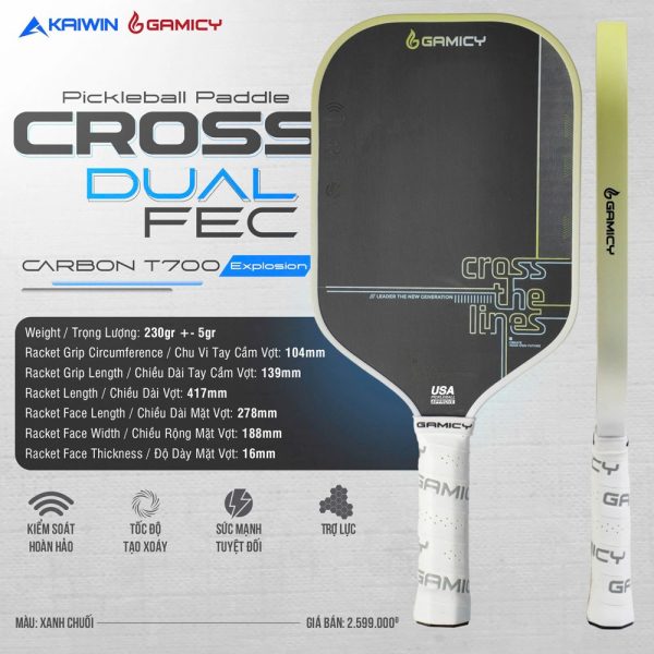 Vợt Pickleball Cross Dual FEC - Tím Xanh Biển Sang Trọng - Ảnh 3