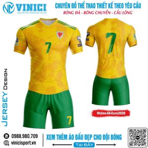 Áo Đấu Wales-SK Euro2020 Vàng Năng Động