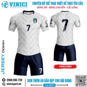 Áo Đấu Thể Thao Y-SK-Euro2020 Trắng Xám – Quần Xanh Navy