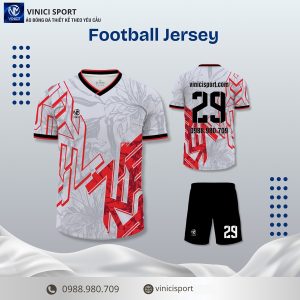 Áo Bóng Đá VINICI SPORT Trắng Xám Họa Tiết Sư Tử Đỏ