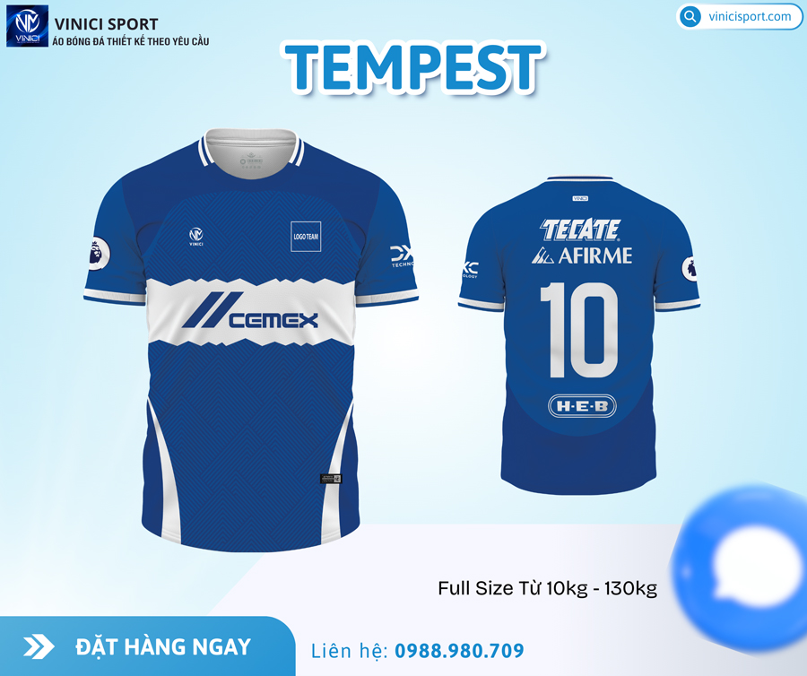 Áo bóng đá TEMPES trắng đen xám - Thiết kế thể thao, chất liệu cao cấp - Ảnh 5