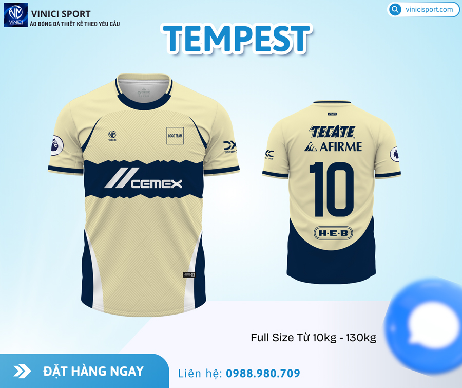 Áo bóng đá TEMPES trắng đen xám - Thiết kế thể thao, chất liệu cao cấp - Ảnh 2