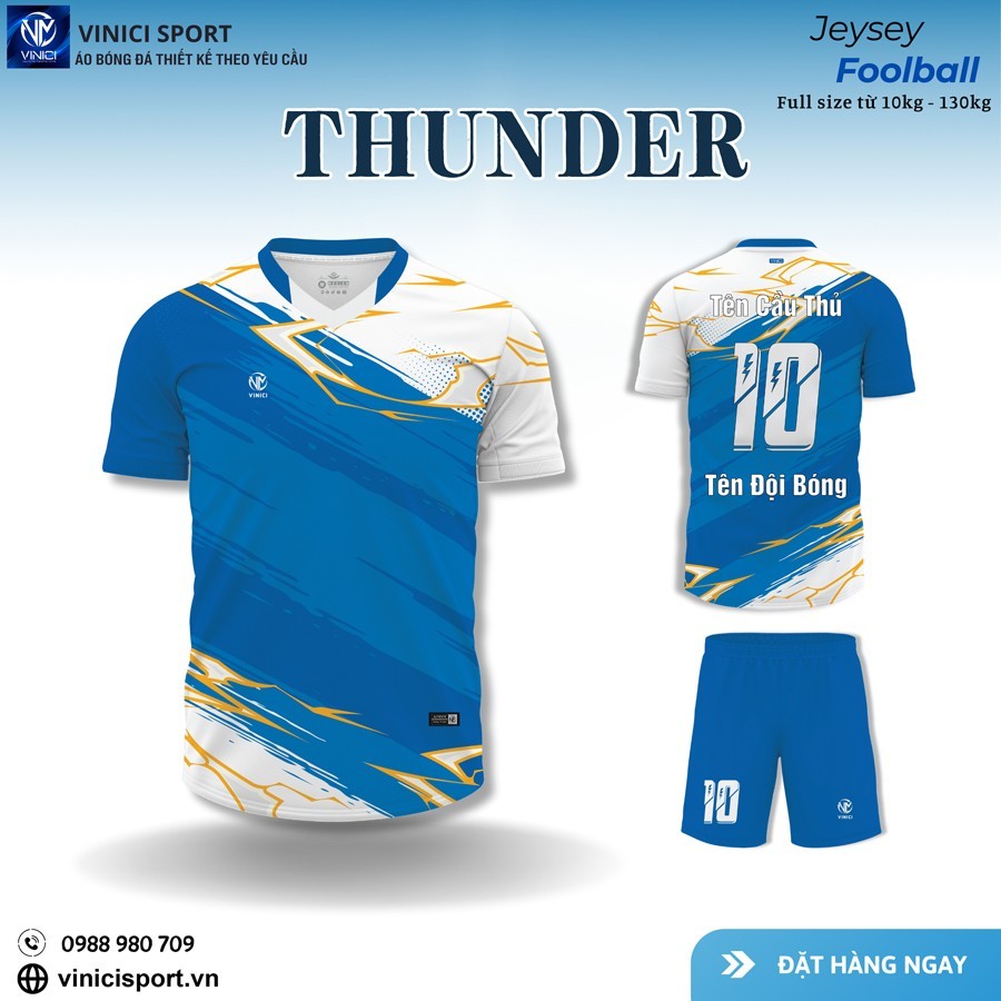 Bộ Quần Áo Bóng Đá Thunder Xanh Navy - Sấm Sét Mạnh Mẽ Trên Sân Cỏ - Ảnh 6