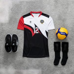 Áo thi đấu bóng chuyền nam/nữ đen phối đỏ trắng BC02-VNC068