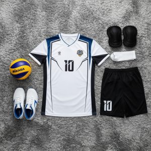 Bộ Đồ Bóng Chuyền Trắng Đen Navy BC02-VNC068-12 Thoáng Mát & Cá Tính