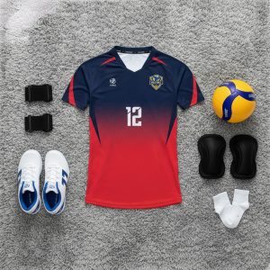 Áo Bóng Chuyền Nam BC02-VNC068-15 | Xanh Navy Đỏ Ombre Nổi Bật