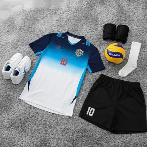 Bộ áo đấu bóng chuyền nam BC02-VNC068 phối màu xanh navy cyan hiện đại