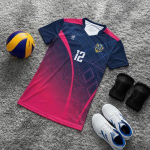 Áo Bóng Chuyền Nam BC02-VNC068-21 Navy Hồng – Thiết Kế Phối Màu Phá Cách, Năng Động