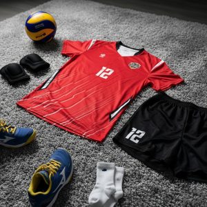Bộ đồ bóng chuyền nam đỏ đen BC02-VNC068-23 – Năng động & bền bỉ