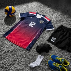 Áo Bóng Chuyền Nam BC02-VNC068 Màu Xanh Navy Burgundy Cá Tính