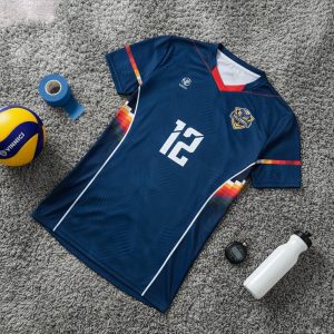 Áo bóng chuyền nam BC02-VNC068-35 xanh navy phối cầu vồng