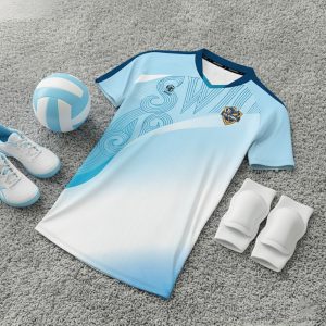 Áo Bóng Chuyền Nam Nữ BC02-VNC068 Màu Trắng Xanh Gradient Năng Động