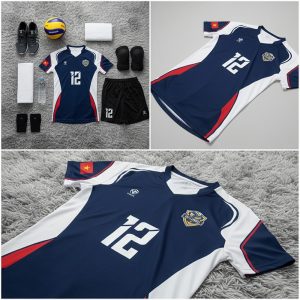 Bộ quần áo bóng chuyền nam BC02-VNC068 - Xanh Navy phối Đỏ Trắng